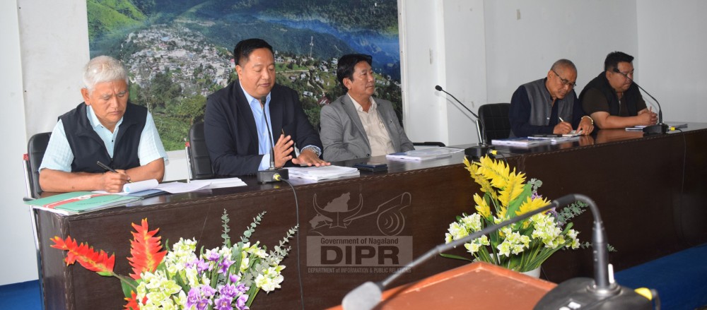 MLA and DPDB Chairman A Pongshi Phom chairs the monthly District Planning and Development Board meeting of the Longleng District on May 16. (DIPR Photo)